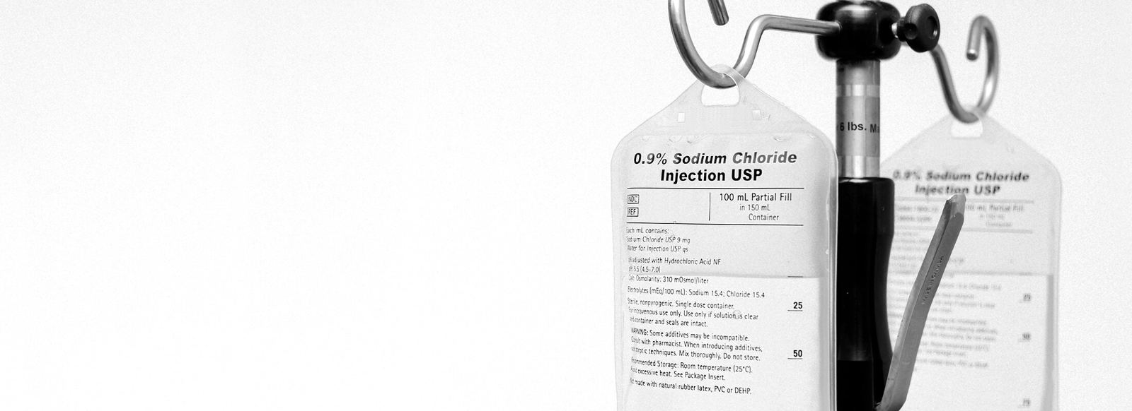 Saline IV bags